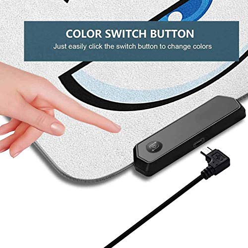 Alfombrilla de ratón RGB, Expresión facial molesta de un carro ratón LED suave extendida grande con 9 modos de iluminación 2 niveles de brillo, Alfombrillas de ratón Alfombrilla de 600x350x30 mm