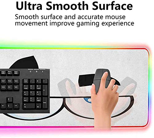 Alfombrilla de ratón RGB, Expresión facial molesta de un carro ratón LED suave extendida grande con 9 modos de iluminación 2 niveles de brillo, Alfombrillas de ratón Alfombrilla de 600x350x30 mm