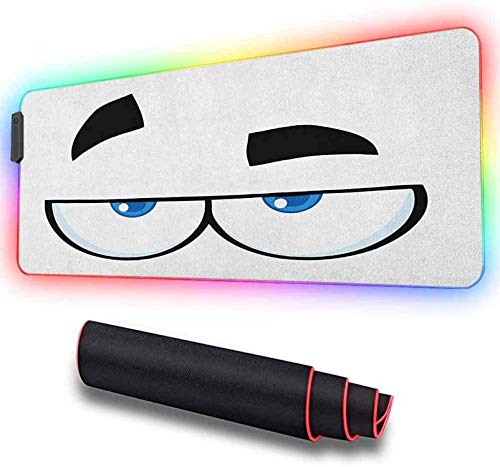 Alfombrilla de ratón RGB, Expresión facial molesta de un carro ratón LED suave extendida grande con 9 modos de iluminación 2 niveles de brillo, Alfombrillas de ratón Alfombrilla de 600x350x30 mm