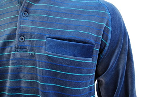 Algodonea - Pijama Caballero Terciopelo Azul Marino - M