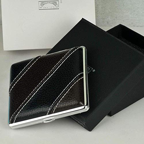ALHJ Caja De Cigarrillos Cuero,Hombres Cuadrado Ultrafino, Portátil Pitilleras Tabaco 20 Cigarrillos,Regalos Creativos para Fumadores