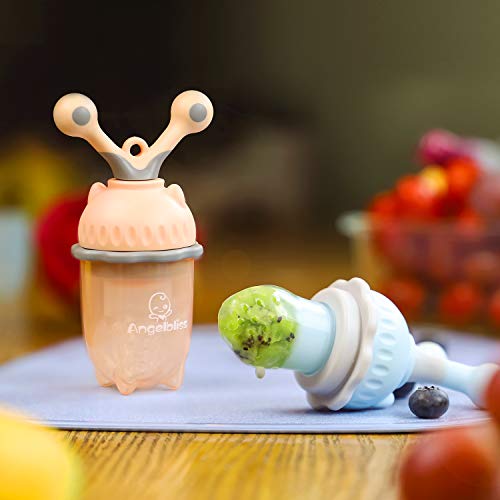 Alimentador antiahogo bebe, chupete fruta bebe de ANGELBLISS (2 piezas), mordedores bebes | Además incluye bolsitas de silicona de S,L