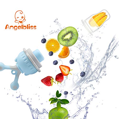 Alimentador antiahogo bebe, chupete fruta bebe de ANGELBLISS (2 piezas), mordedores bebes | Además incluye bolsitas de silicona de S,L