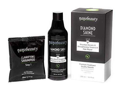 Alisado Brasileño Tratamiento de Keratina Kit Sin Formol 250 ml Con Champú 50 ml - Polvo De Diamante Real + Aceite De Argán