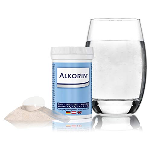ALKORIN Polvo base con magnesio, zinc, ácido fólico, colina y vitamina B1 + B2 + B3 + B5 + B6 + B12 para apoyar la función hepática (100G para 25 suministros) Cidro
