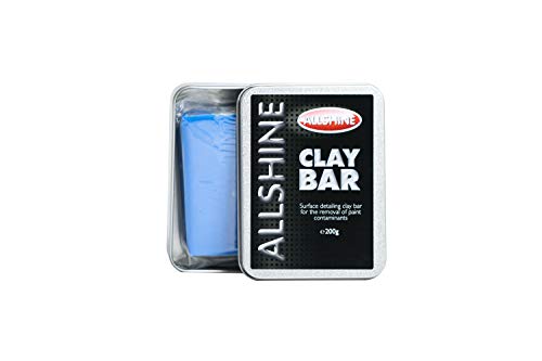 All Shine - Kit completo de pastilla de arcilla de 200 g que incluye lubricante en pulverizador y dos paños de pulido de microfibra grandes; ideal para limpieza de pintura y descontaminación antes de encerar