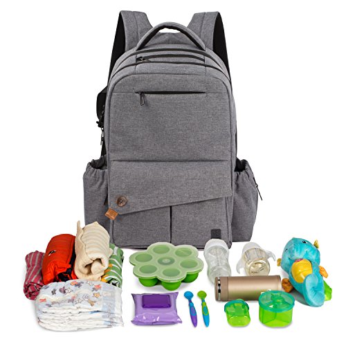 ALLCAMP Mochila de pañales para mamá, estilo versátil resistente al agua bolsa de pañales para bebés, gran capacidad de pañales cambiador de bolsa, organizador de cochecito con cambiar de mat