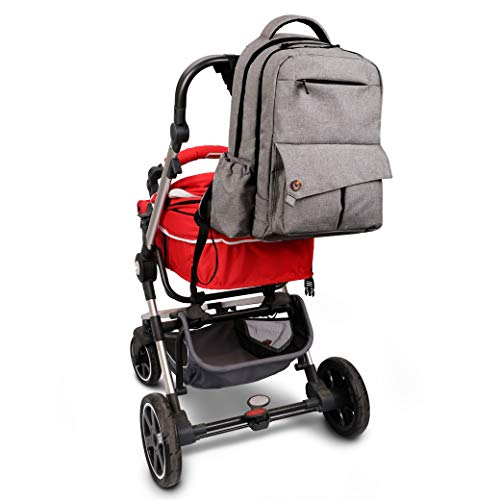 ALLCAMP Mochila de pañales para mamá, estilo versátil resistente al agua bolsa de pañales para bebés, gran capacidad de pañales cambiador de bolsa, organizador de cochecito con cambiar de mat