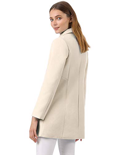 Allegra K Abrigo Collar Peter Pan Trench Doble Botonadura de Mujer Beige XS
