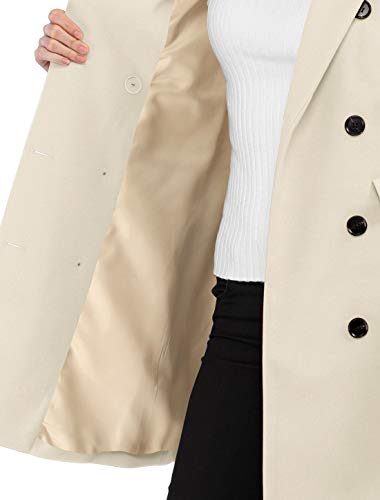 Allegra K Abrigo De Trinchera Gabardina Doble Hilera De Botones Solapa con Muescas para Mujer Beige M