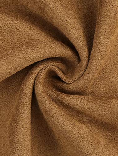 Allegra K Chaqueta De Abrigo De Gamuza Sintética con Cinturón Doble Hilera De Botones Solapa con Muescas para Mujeres Marrón S