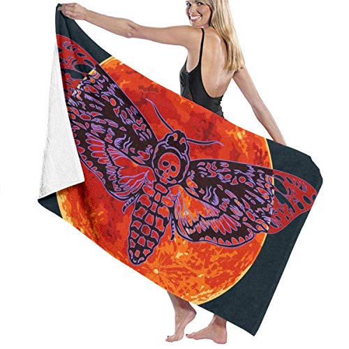 AllenPrint Toallas De Baño,Toalla De Playa De La Luna Roja De La Muerte De La Polilla, Toallas Suaves Ligeras del Balneario De Las Mujeres para El Viaje del Gimnasio De La Piscina,80x130cm