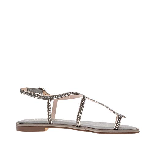 Alma en Pena Sandalia Plana Plateado Correcta para Mujer V20972 - Talla: 38