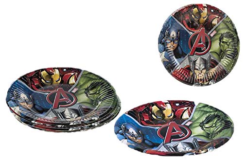 ALMACENESADAN 1088, Pack Desechables Fiestas y cumpleaños Avengers, Compuesto por 8 Platos, 8 Vasos y 20 servilletas