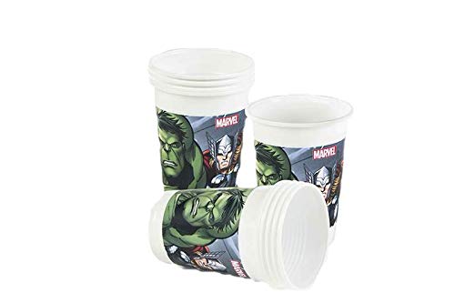 ALMACENESADAN 1088, Pack Desechables Fiestas y cumpleaños Avengers, Compuesto por 8 Platos, 8 Vasos y 20 servilletas
