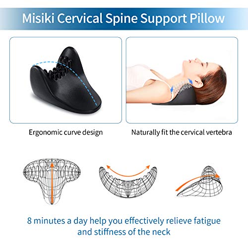 Almohada Cervical viaje Misiki Almohada de viaje Cuello y Hombros Dispositivo Cervical Almohada tracción del Cuello Para Cojín de Masaje Para Cuello, Hombro la Gestión de Alivio del Dolor y la Alineac
