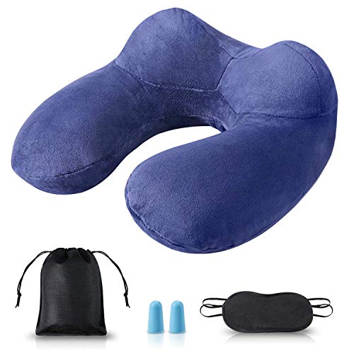 Almohada de Cuello, Inflable Almohadas de Viaje para Aviones, Viajes en Coche, Hombres, Niñas, Durmiendo Suave, Soporte de Confort de Cuello, Almohada en Forma de U