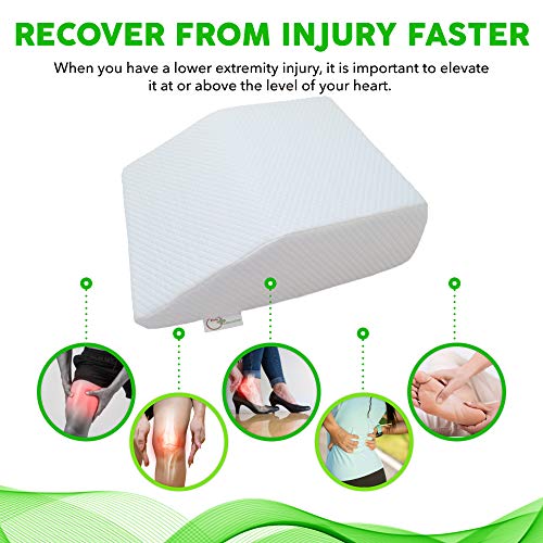 Almohada de Elevacion de la Pierna Hecha de Espuma de Memoria de Enfriamiento Envuelta en Una Cubierta Blanca Suave, Tambien Se Puede Usar Como Almohada de Reflujo Acido