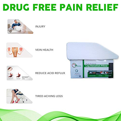 Almohada de Elevacion de la Pierna Hecha de Espuma de Memoria de Enfriamiento Envuelta en Una Cubierta Blanca Suave, Tambien Se Puede Usar Como Almohada de Reflujo Acido
