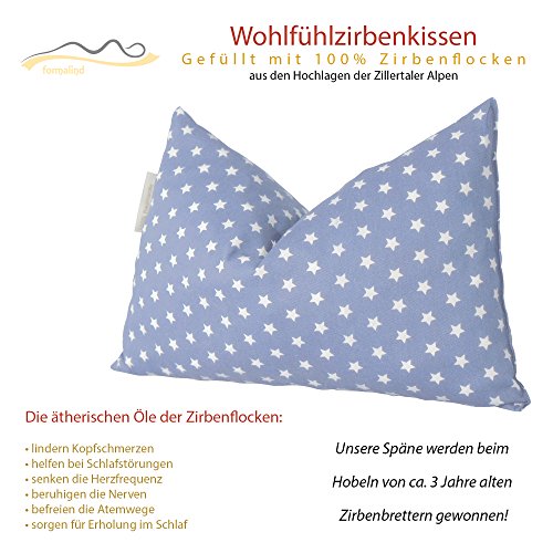 Almohada de Pino Cembro Relleno de Virutas Tirolesas de Madera 20x30 Cojín Decorativo contra el Insomnio y la Migraña (Lila Claro)