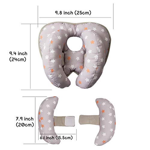 Almohada de viaje ajustable para bebé para silla de paseo o cama, 2 en 1 cochecitos de silla de paseo Soporte de cuello suave para 6 meses a 2 año Bebé(Rosado morado)