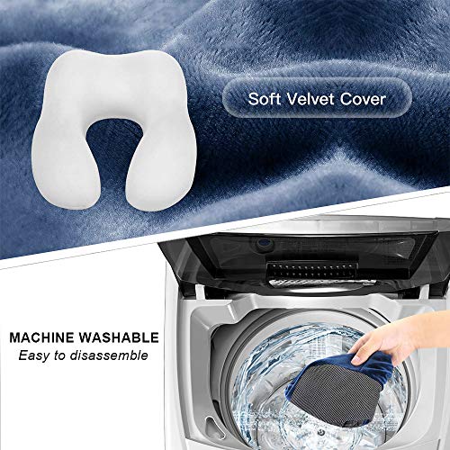 Almohada de Viaje, Guenx Almohada Ortopédica Cervical, con Máscara de Ojos,Tapones y Bolsa con Cordón, Viaje Suave para el Cuello Soporte Cervical Ideal para el Uso del Avión y el Hogar