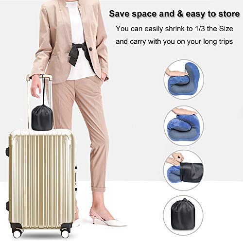 Almohada de Viaje, Guenx Almohada Ortopédica Cervical, con Máscara de Ojos,Tapones y Bolsa con Cordón, Viaje Suave para el Cuello Soporte Cervical Ideal para el Uso del Avión y el Hogar