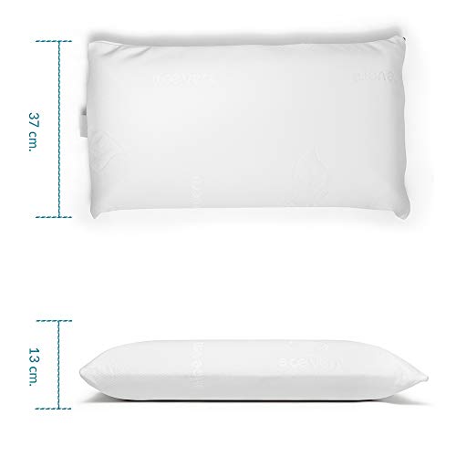 Almohada Viscoelástica Agatha con Doble Funda, 105cm, Transpirable, Antiácaros, Termoregulable, Firmeza Media, Ergonómica, Perfecta Adaptabilidad a Cuello y Cabeza, Tejido Strech. Fabricada en España