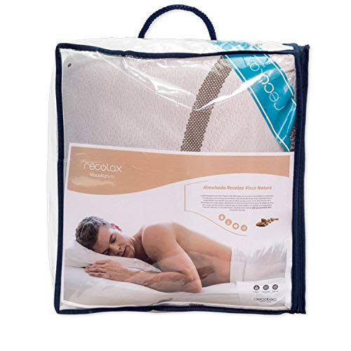 Almohada viscoelástica beneficiosa para la Salud por su fabricación con cáscara de Almendra y Hueso de Aceituna. Recolax Visco Nature (105 cm)