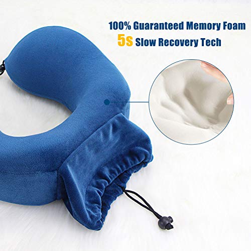 Almohadas de Cuello de Viaje, Luxuvee Almohada Cervical Viaje Viscoelástica de Espuma de Memoria, Cojín de Viaje para Cuello con Soporte Cervical, Almohada de Viaje para Oficina de Coche de Avión