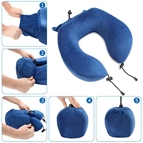 Almohadas de Cuello de Viaje, Luxuvee Almohada Cervical Viaje Viscoelástica de Espuma de Memoria, Cojín de Viaje para Cuello con Soporte Cervical, Almohada de Viaje para Oficina de Coche de Avión