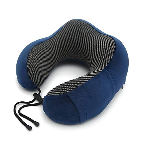 Almohadas Suaves para el Cuello de Viaje con Espuma viscoelástica en Forma de - Pack: Azul