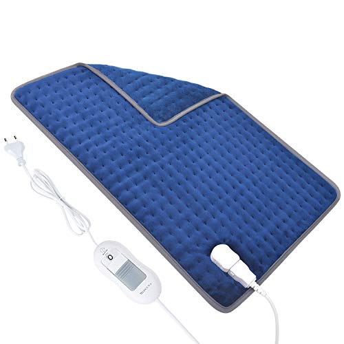 Almohadilla Elèctrica Térmica Manta Electrica 46 x 66 cm, Apagado Automático, 3 Niveles de Temperatura, Calentamiento Rápido, Superficie Suave, Lavable, Azul