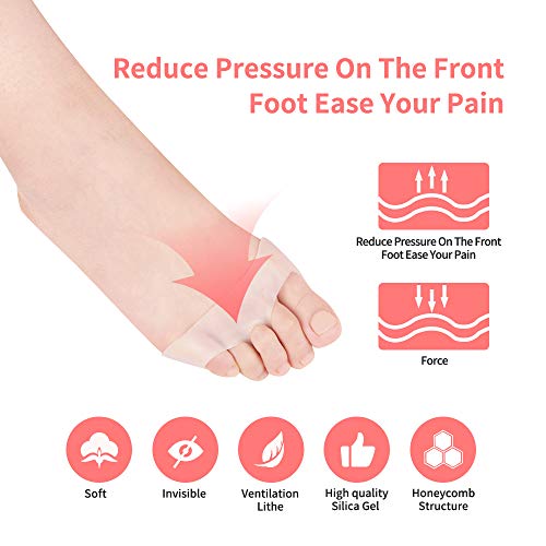 Almohadillas metatarsianas para hombres y mujeres, almohadillas de bola de pie para Mortons Neuroma, Callus, dolor frontal de pie (4 piezas) (blanco)