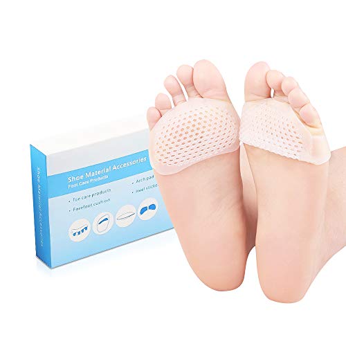 Almohadillas metatarsianas para hombres y mujeres, almohadillas de bola de pie para Mortons Neuroma, Callus, dolor frontal de pie (4 piezas) (blanco)