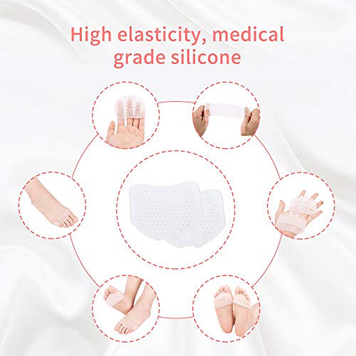 Almohadillas metatarsianas para hombres y mujeres, almohadillas de bola de pie para Mortons Neuroma, Callus, dolor frontal de pie (4 piezas) (blanco)