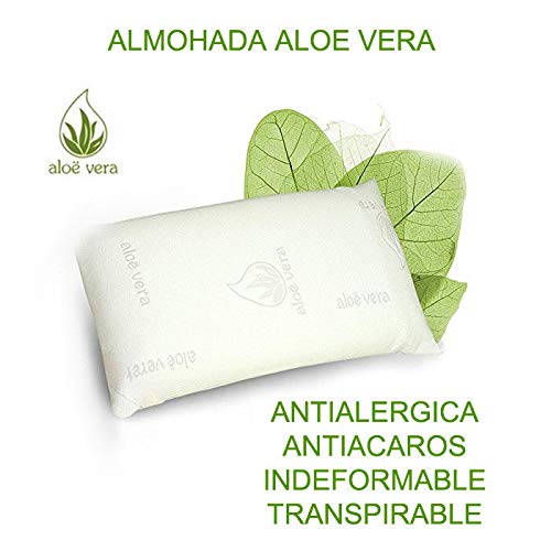 ALOE VERA ALMOHADA VISCOELÁSTICA FABRICADA EN ESPAÑA ANATÓMICO ORTOPÉDICO ANTIÁCARO (105)