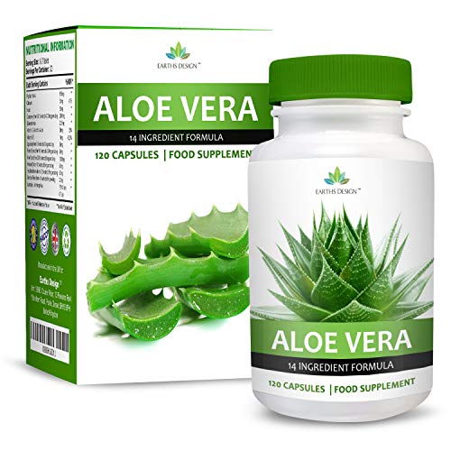 Aloe Vera - Pastillas de Aloe - Suplemento de Máxima Concentración - Para Hombres y Mujeres - Apto Vegetarianos - 120 Pastillas de Earths Design