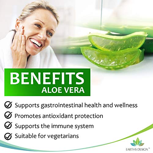 Aloe Vera - Pastillas de Aloe - Suplemento de Máxima Concentración - Para Hombres y Mujeres - Apto Vegetarianos - 120 Pastillas de Earths Design