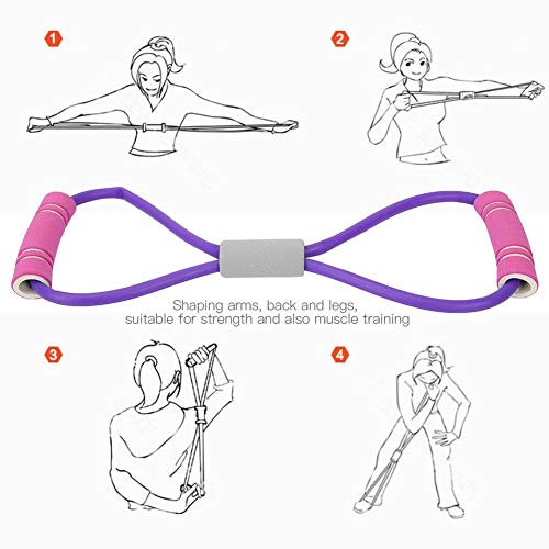 Alomejor Ejercicios Bandas 8 Formas de Ejercicio físico Tirando de la Cuerda Cuello de Goma Expansor Bandas de tensión para Yoga Pilates Estiramiento Entrenamiento