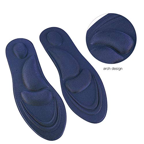 Alomejor Plantillas de pies Planos Memoria Espuma Zapatillas Deportivas para Juegos de Pelota de Escalada Camping Correr(for Men -Dark Blue)