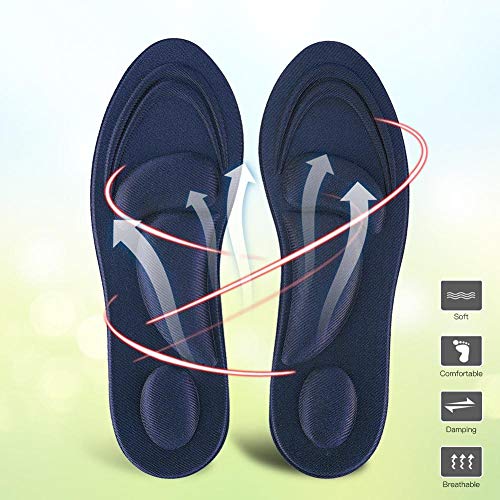 Alomejor Plantillas de pies Planos Memoria Espuma Zapatillas Deportivas para Juegos de Pelota de Escalada Camping Correr(for Men -Dark Blue)