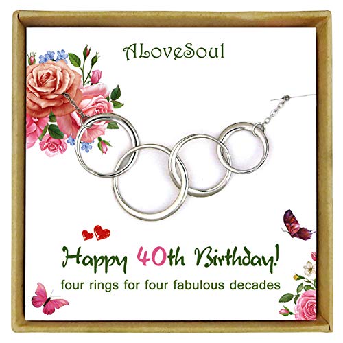 ALoveSoul - Collar de plata de ley con cuatro círculos entrelazados para mujer, joyería de 4 décadas, 40 años de edad, regalos de cumpleaños de 1979