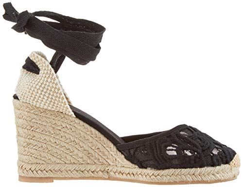 Alpargatas con tacón de cuña de Encaje de Mezclilla clásico para Mujer con Tiras con Cordones Blacklace36