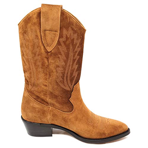 ALPE 43751101 - Bota TEJANAS Ante T.B. Cuero para Mujer Color: Cuero Talla: 36