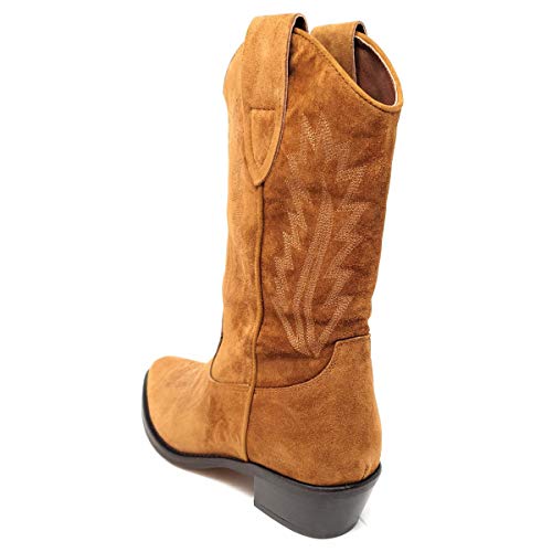 ALPE 43751101 - Bota TEJANAS Ante T.B. Cuero para Mujer Color: Cuero Talla: 36