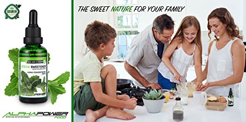 ALPHA POWER FOOD®: Stevia líquida natural - Stevia Gotas de Helado de yogur, Edulcorante natural, sustituto del azúcar con sabor - sin azúcar & calorías