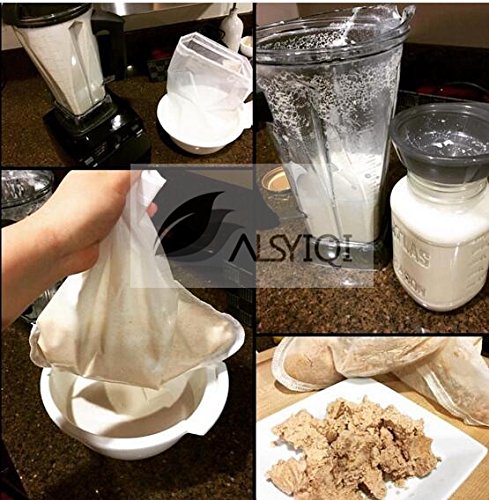 alsyiqi tuerca leche bolsa reutilizable de almendro en leche bolsa de malla fina y multiusos colador de alimentos 10 pcs, nailon, Blanco, 80 Mesh