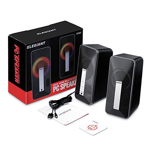 Altavoces PC Sobremesa, ELEGIANT 10W Altavoz USB & Bluetooth para Ordenador con Cable e Modo Inalámbrica, Sonido Estéreo de Doble Canal Multimedia para Ordenador Portátil Tableta Móvil MP3 Fiesta