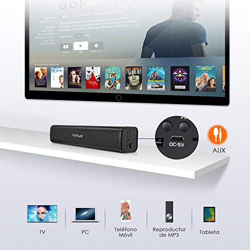 Altavoz Bluetooth, Q2 Bocina Bluetooth Inalámbrica de Forma de Tira，Bluetooth 5.0 con Puerto AUX, USB y TF Ranura, 3D Sonido Estéreo, Adecuado para Televisión y Computadora